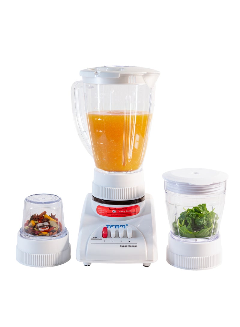 TEAM 3-in-1 Blender with Grinder & Chopper | 400W Powerful Motor | Stainless Steel Blades | 2 Speed + Pulse | Multi-Purpose  Kitchen Appliance - Image 1